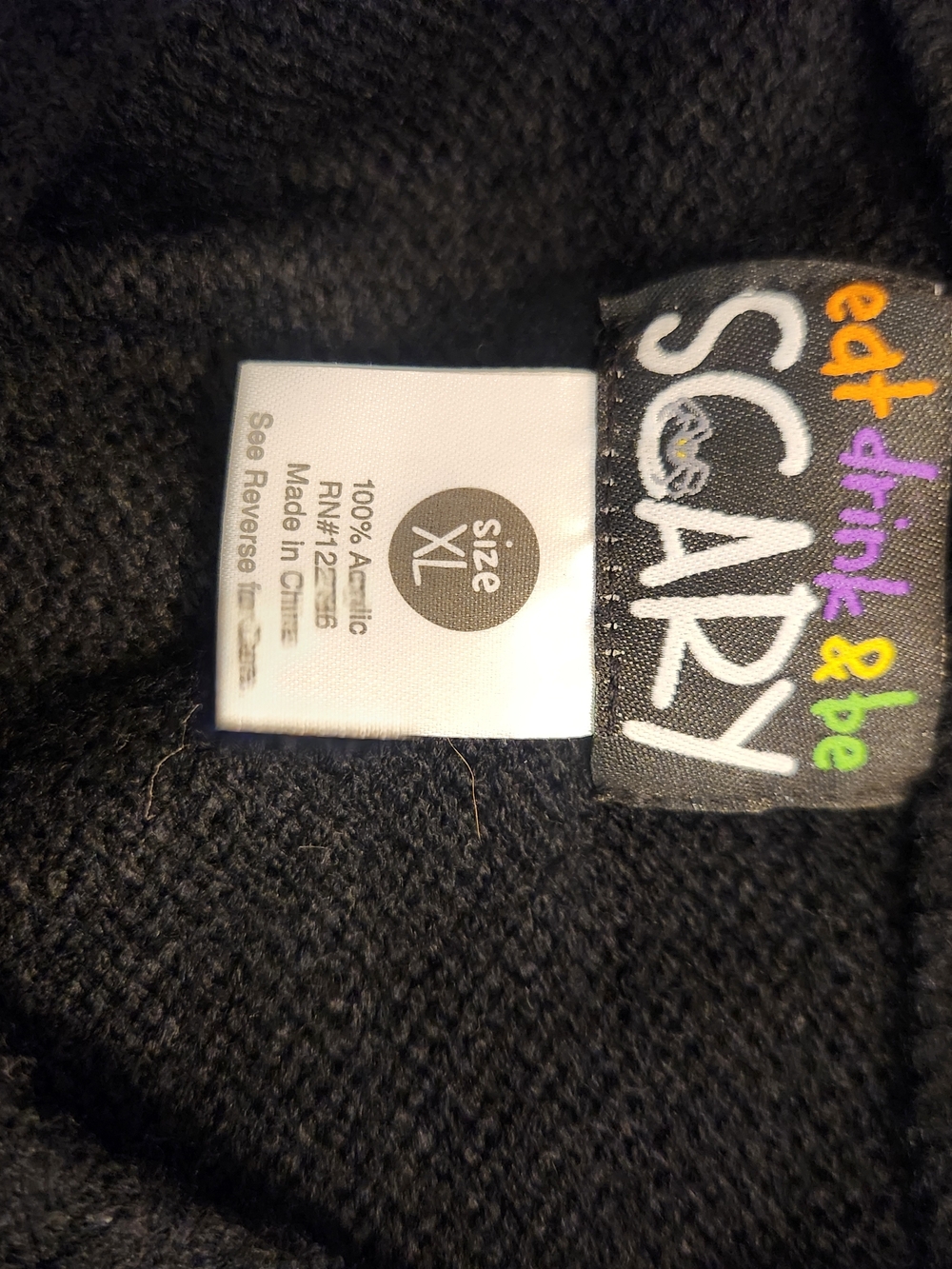 Eat Drink & Be Scary give me your candy Black Halloween Jack-O'-Lantern Sweater - Picture 9 of 9